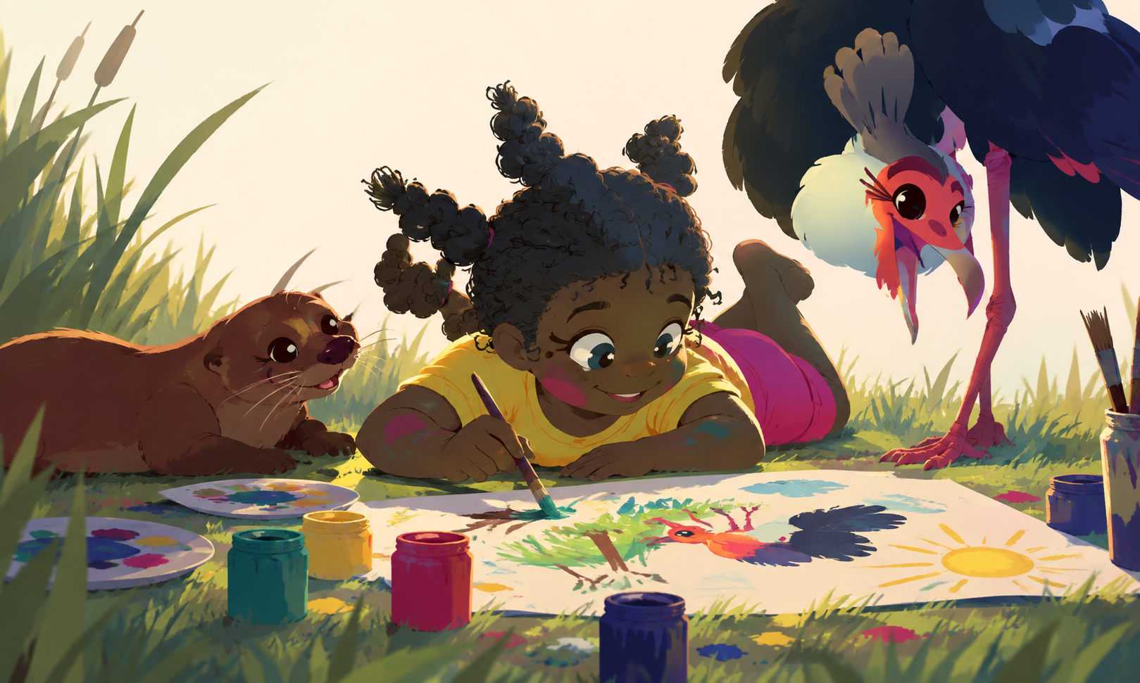 Niña pintando la biodiversidad colombiana